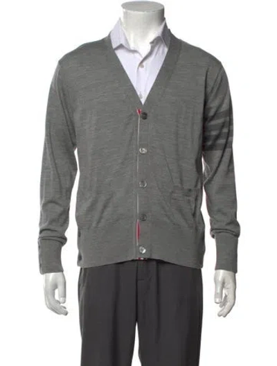 Pre-owned Thom Browne 4 Bar Merino Wool Cardigan In Grey