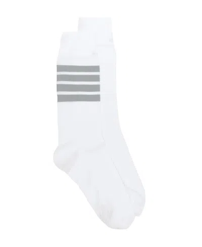 Thom Browne 4-bar Mid-calf Cotton Socks In White
