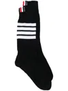 Thom Browne 4-bar Mid-calf Socks In Black