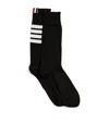 Thom Browne Navy Cotton 4-bar Mid Calf Socks In Black