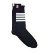Thom Browne Navy Cotton 4-bar Mid Calf Socks In Blue