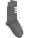 Thom Browne Cotton-blend 4-bar Over-the-calf Socks In Grey