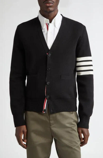 Thom Browne 4-bar Milano Knit Cardigan In Black