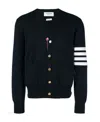 Thom Browne 4-bar Cotton Cardigan For In Black