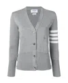Thom Browne Grey 4-bar Stripe Knit Cardigan In Gray
