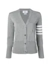 Thom Browne Grey 4-bar Stripe Knit Cardigan In Grey