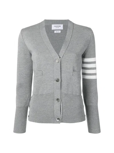 Thom Browne 4-bar Milano Stitch Cardigan In Grey