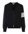 Thom Browne Milano Stitch V Neck Cardigan In Cotton In Black