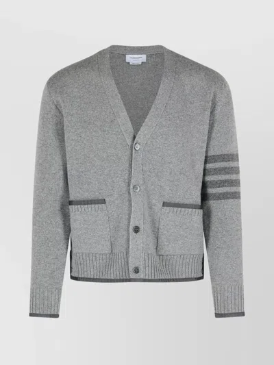 THOM BROWNE '4-BAR MILANO' VIRGIN WOOL CARDIGAN