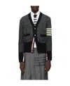 Thom Browne 4-bar Mélange-effect Cardigan In Black