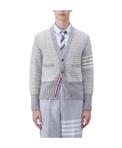 Thom Browne 4-bar Mélange-effect Cardigan In Gray