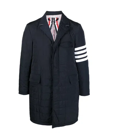 Thom Browne 4-bar Motif Padded Tailored Coat In Black