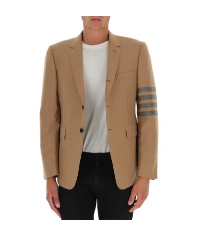 Thom Browne 4-bar Motif Single-breasted Blazer In Brown