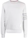 Thom Browne Crew Neck Sweatshirt In Classic Loopback With Engineered 4 Bar Stripe In Grau