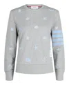 Thom Browne Nautical Embroidered French Terry Sweatshirt In Grey