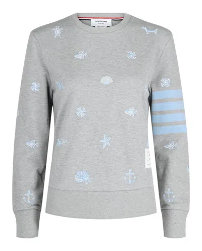 THOM BROWNE 4-BAR NAUTICAL CREWNECK SWEATSHIRT