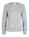 Thom Browne Nautical Embroidered French Terry Sweatshirt In Grey
