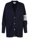 Thom Browne Navy Cotton Jersey Exaggerated Fit 4-bar Cardigan In Navy
