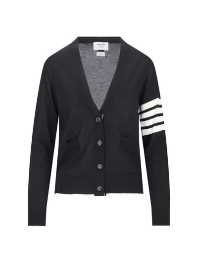 Thom Browne Virgin Wool 4-bar Cardigan In Black