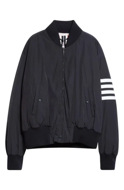 Thom Browne Poly Twill 4-bar Oversized Knit Down Blouson Jacket In Navy