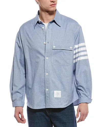 Thom Browne 4 Bar Oversized Shirt In Blue