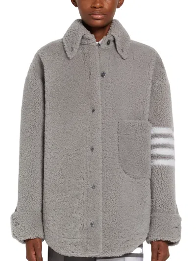 Thom Browne 4-bar Oversized Shirt Jacket In Gray