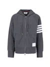 Thom Browne Men's Zip-up Bar Striped Hoodie In Gray