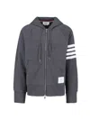 Thom Browne Men's Zip-up Bar Striped Hoodie In Gray