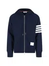 Thom Browne 4-bar Zip-up Hoodie In Blue