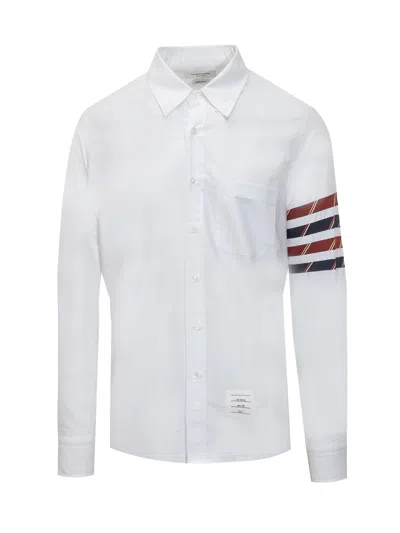 Thom Browne 4-bar Oxford Shirt In Silk Blend In White