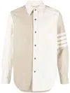 Thom Browne 4-bar Patchwork Denim Shirt In Neutrals