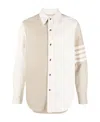 Thom Browne 4-bar Patchwork Denim Shirt In White