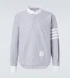 Thom Browne 4-bar Pinstripe Cotton Shirt In Blue