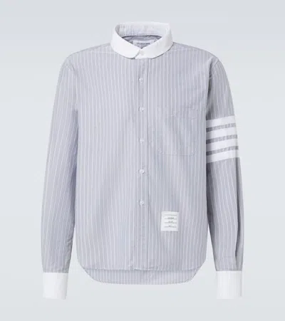 Thom Browne 4-bar Pinstripe Cotton Shirt In Navy