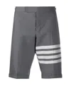 Thom Browne Medium Grey Plain Weave Suiting 4-bar Shorts In Black