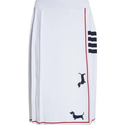 Thom Browne 4-bar Pleated Hector Intarsia Skirt In White