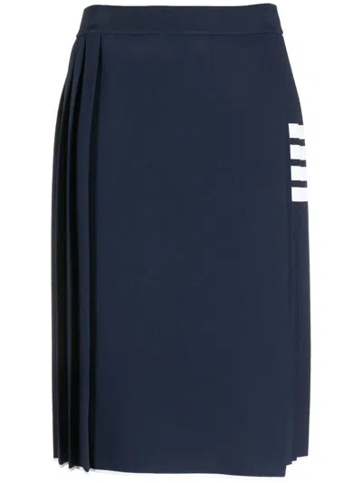 Thom Browne 4-bar Pleated Midi Skirt In Blu