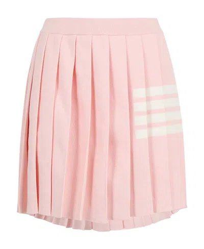 Thom Browne 4-bar Pleated Mini Skirt In Nude