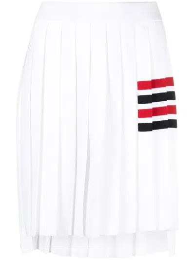 Thom Browne Pleated Cotton-seersucker And Grosgrain Mini Skirt In White