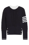 Thom Browne 4-bar Pointelle Cable Virgin Wool Sweater In Black