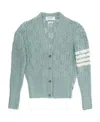 Thom Browne 4-bar Pointelle-knit V-neck Cardigan In Green