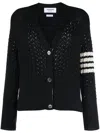 Thom Browne 4-bar Stripe Cardigan In Wool In Blue