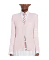 Thom Browne 4-bar Pointelle-stitch Cardigan In Pink