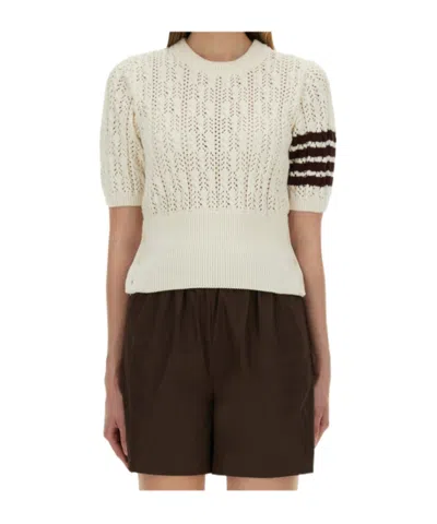 THOM BROWNE THOM BROWNE 4-BAR POINTELLE KNITTED T-SHIRT