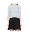 Thom Browne Womens Light Blue Pointelle Cable-knit Cotton T-shirt In Blue