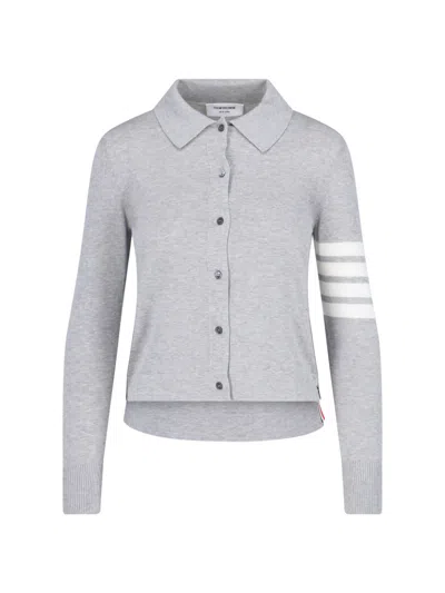 Thom Browne 4-bar Polo Shirt In Gray