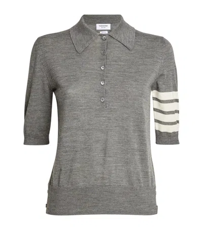 Thom Browne 4 Bar In Sustainable Fine Merino Wool Polo Shirt In Gray