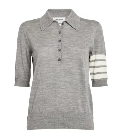Thom Browne 4 Bar In Sustainable Fine Merino Wool Polo Shirt In Gray
