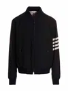 Thom Browne 4-bar Striped-panel Bomber Jacket In Black