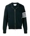 Thom Browne 4-bar Raglan-sleeve Waffle Stitch Hoodie In Black